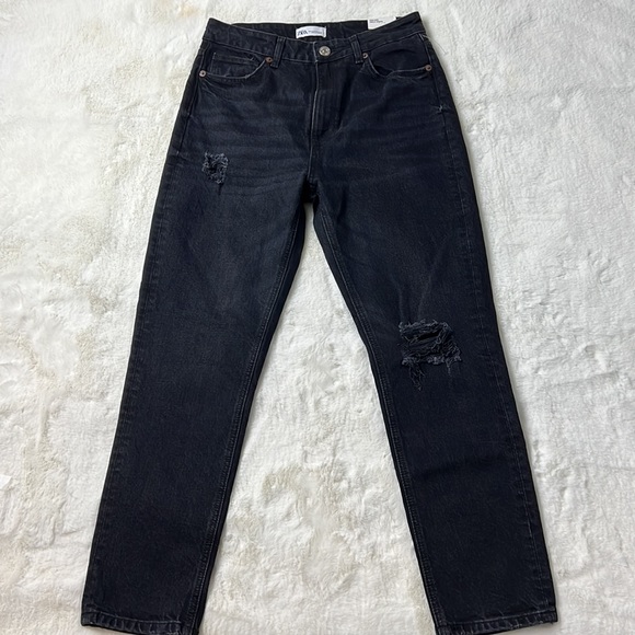 NWT Zara Black High-Rise Ankle Length Slim Jeans In Black Sz:10 - Picture 13 of 16